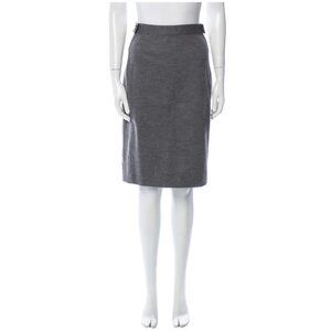 Diane von Furstenberg Gray Panel Acmis Pencil Gold Hardware Wool Blend
